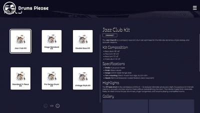 Drums Please | product detail page with gallery